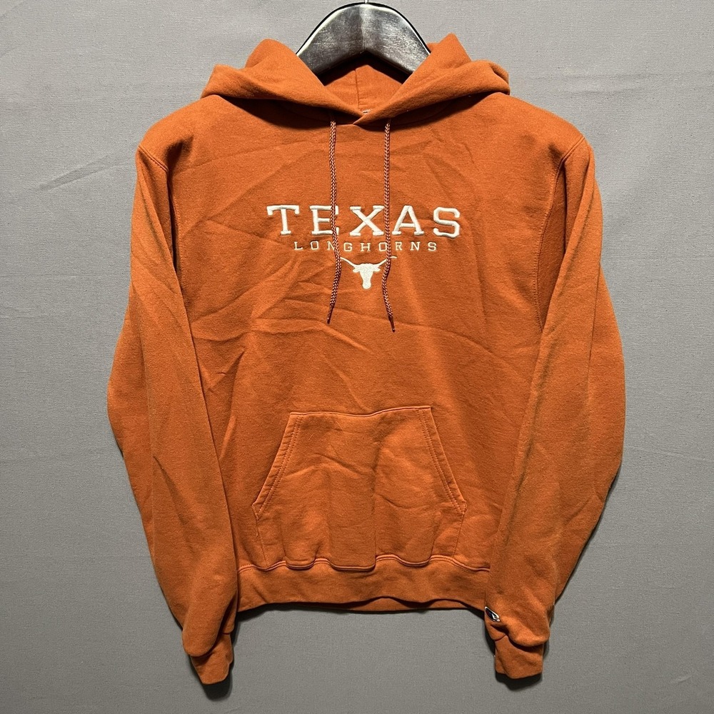 Texas Longhorns Champion Hoodie Mens Small Orange College Graphic Fleece